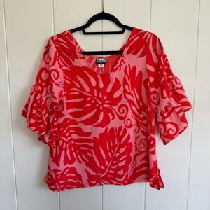 Manuheali'i Pink and Red Floral Blouse XS